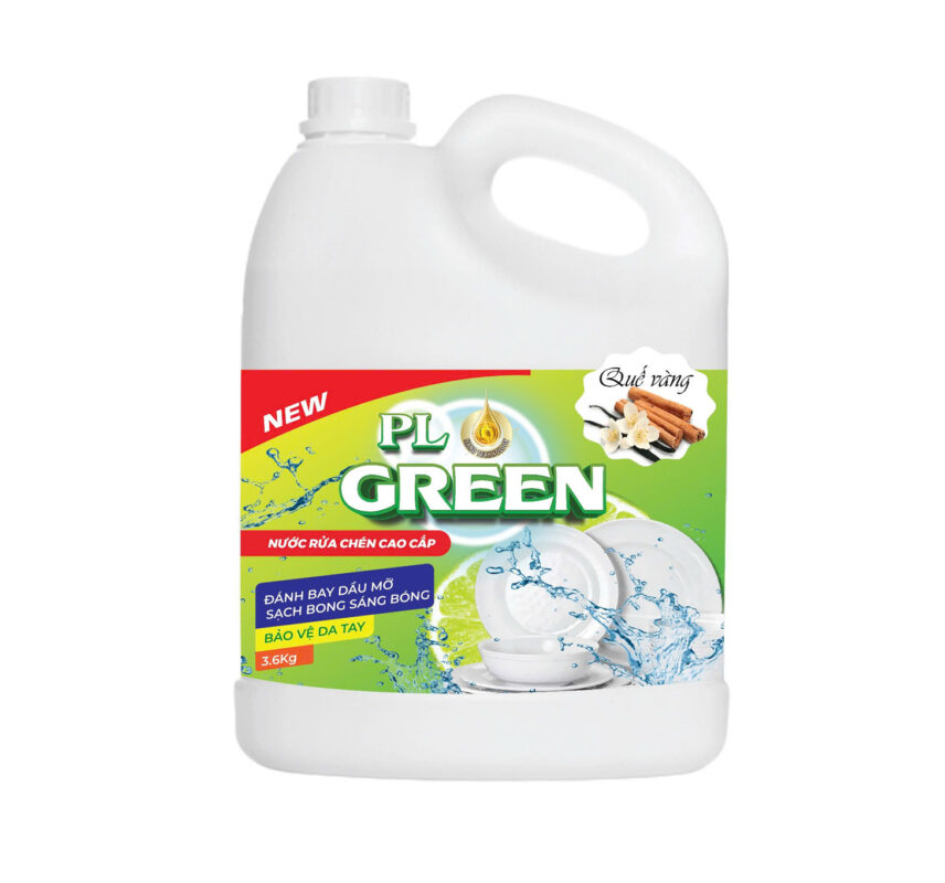 Nước rửa chén cao cấp PL Green – Hương Quế Vàng – 3,6kg